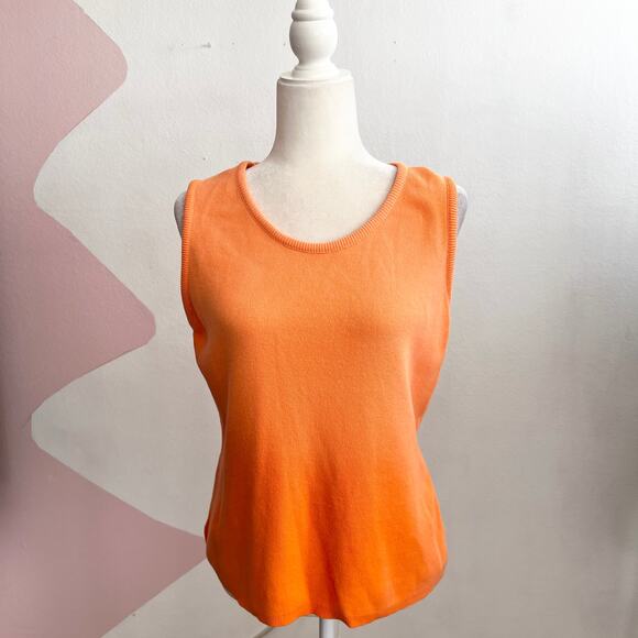 Vintage Orange Knit Sweater Tank Top Halloween 90s Y2K Retro Cozy Large - Picture 1 of 6
